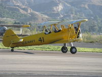 N69765 @ SZP - 1941 Boeing Stearman A75N1 (PT-17 KAYDET), Continental W670-5 220 Hp, landing roll Rwy 22 - by Doug Robertson