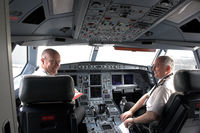 VH-EBB @ YSSY - The drivers in the cab.  Thanks guys for a great flight from SGN to SYD!  Whoever says that budget airlines are no good....think again as Jetstar will prove you wrong !! - by Bill Mallinson