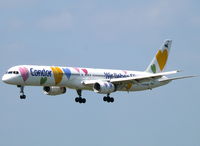 D-ABON @ EDDL - Boeing B757-330 D-ABON Condor/Thomas Cook in a very nice outfit -Wir lieben Fliegen- We love to fly - by Alex Smit