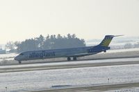 N403NV @ CID - Landing runway 9.  I'm looking into the snow, haze and sun! - by Glenn E. Chatfield