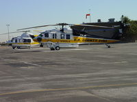 N160LA @ POC - Copter 14 and Copter 16 awaiting take off at EHA pad at Brackett - by Helicopterfriend