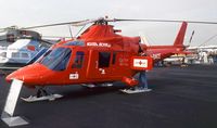 I-DACE @ EGLF - Agusta A.109K-2 Hirundo, EMS-Version for REGA (Switzerland)  at Farnborough International 1990
