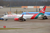 5Y-KYE @ EGCC - Kenya Airways B737-800 series passes through Manchester (UK) on delivery from Boeing Field, Seattle - by Terry Fletcher