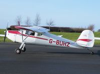 G-BUHZ @ EGBT - Cessna 120 taxying in at Turweston - by Simon Palmer