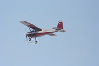 N9117T - Photo Taken of Plane Climbing Out over Forest Lake. Don't know what's with the rope trailing behind. - by LeeSail