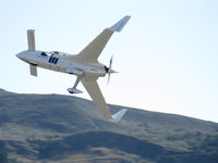 N57LG @ SZP - 1983 Godsey/Savier VARI-EZE 'Delaminator III', Continental O-200 100+ Hp, Light Speed Eng. ignition, Takeoff climb Rwy 04, Holder FAI Class C-1.A world records: 1,000 km at 203.67 mph; 2,000 km at 200.12 mph. Many speed mods  - by Doug Robertson