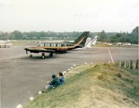 G-AZAC @ EGTR - Piper Navajo on the Elstree flight line 1975