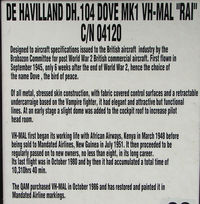 VH-MAL - At the Queensland Air Museum, Caloundra, Australia - potted history of DH Dove c/n 04120