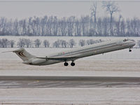 OE-IKB @ VIE - The last regular MD 80 operator in VIE is MAP-Jet; that plane is taking off for a flight for SkyEurope - by Patrick Radosta