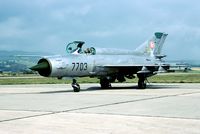 7703 @ LZSL - Shortly before retirement there was a last opportunity to photograph the Slovak AF MiG-21 based at Sliac.