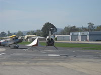 N23VH @ SZP - 2004 Robinson R22 BETA II, Lycoming O-360 derated t0 131 Hp, liftoff - by Doug Robertson
