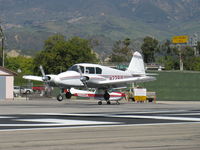 N2291P @ SZP - 1957 Piper PA-23 APACHE, two Lycoming O-320s 150 Hp each, landing Rwy 22 with sync'd props! - by Doug Robertson