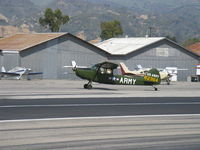 N62364 @ SZP - 1953 Cessna 305A as U S Army L-19A BIRD DOG, Continental E-225 225 Hp, constant speed prop, taxi off Rwy 22 after STOL landing - by Doug Robertson