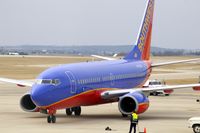 N776WN @ CID - Parked at Landmark, waiting for the stair truck to unload the team. - by Glenn E. Chatfield