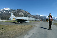 J-3077 @ LSMM - Just one soldier between the aircraft and the public road.