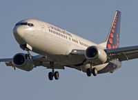 OO-VEJ @ EBBR - Short final rwy 02. Notice white radome. - by Philippe Bleus