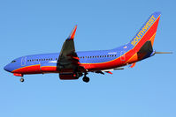 N244WN @ LAX - Southwest Airlines N244WN (FLT SWA1669) from Tucson Int'l (KTUS) on short final to RWY 24R.
