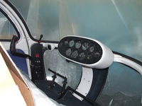 N996B @ IAG - Clean, simple instrument panel of Larry's copter