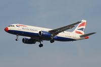 G-EUUW @ EGLL - British Airways A320 with red nose for Red Nose Day - by Linda Chen