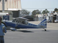 N151BH @ SZP - 2008 American Champion 8KCAB SUPER DECATHLON, Lycoming AEIO-360-H1B 180 Hp, Barron Hilton's replacement for N240R-Steve Fossett's final ride, taxi to refueling - by Doug Robertson