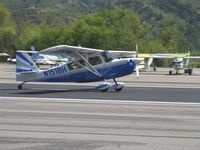 N151BH @ SZP - 2008 American Champion 8KCAB SUPER DECATHLON, Lycoming AEIO-360-H1B 180 Hp, Barron Hilton's replacement for N240R-Steve Fossett's final ride with a great radio call One Bravo Hotel!, landing roll Rwy 22 - by Doug Robertson