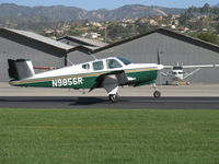 N9856R @ SZP - 1960 Beech M35 BONANZA, Continental IO-470-C 250 Hp, landing Rwy 04 - by Doug Robertson