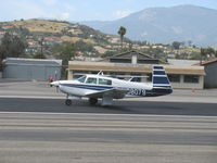 N58079 @ SZP - 1987 Mooney M20J 201LM, Lycoming IO-360 200 Hp, landing Rwy 22 - by Doug Robertson