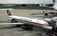HB-IFY @ EGCC - This aircraft, named Bellinzona, was operated by Swissair from 1968 until 1981 and was seen at Manchester in the Summer of 1977. - by Peter Nicholson