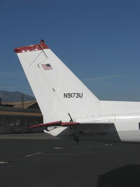 N9173U @ SZP - 1976 Cessna 150M, Continental O-200 100 Hp, Cessna built two C150Ms for the Mexican Navy delivered in 1971 with ME SerNo prefixes, but this isn't one of them. No true warbird. SerNo has added a dash here. - by Doug Robertson