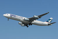 B-HXG @ EGLL - Cathay Pacific A340 on approach to London Heathrow - by Terry Fletcher