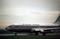 G-AVRO @ LTN - Boeing 737-204 of Britannia Airways departing Luton in September 1977. - by Peter Nicholson