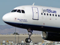 N641JB @ KLAS - jetBlue Airways - 'Blue Come Back Now Hear' / 2006 Airbus A320-232 - by Brad Campbell