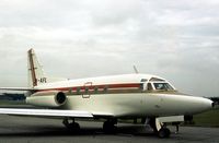 JY-AFL @ FAB - Sabreliner 75A of Arab Wings, a subsidiary of Alia Jordanian Airlines, on display at the 1978 Farnborough Airshow. - by Peter Nicholson