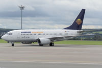 D-AHIA @ EDDR - Hamburg International B737 taxies to the stand at Saarbruecken - by FBE