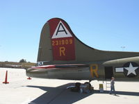 N93012 @ CMA - 1944 Boeing B-17G FLYING FORTRESS 'NINE O NINE', four Turbocharged Wright Cyclone R-1820-97 1,200 Hp each, Limited/Experimental class, tail data - by Doug Robertson