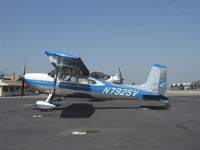 N7925V @ SZP - 1966 Cessna 180H, Continental O-470 230 Hp, long-range extra fuel-24 gallons in outer wing tanks, highly mirror polished - by Doug Robertson
