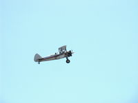 N65124 @ SZP - 1943 Boeing Stearman A75N1 'Spirit of OPEC', P&W R-985 450 Hp (by Jacobs), squared wingtips, takeoff climb Rwy 22 - by Doug Robertson