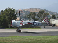 N86WW @ SZP - 1956 North American SNJ-4 'Sugarfoot' of the Condor Squadron, P&W R-1340 AN-1 550 Hp, takeoff roll Rwy 22 - by Doug Robertson