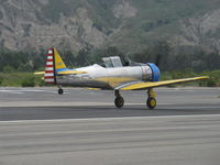 N4995C @ SZP - 1949 North American T-6G TEXAN 'Thirsty Girl', (factory reman) P&W R-1340 Wasp 600 Hp, takeoff roll Rwy 22 - by Doug Robertson