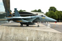 76-0020 @ EGSU - 3. 76-0020 now in the striking colours of 5th Fighter Interceptor Squadron, with its distinctive black and gold tail flash outside the American Air Museum at Duxford.