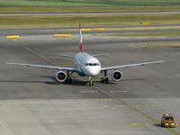 OE-LDF @ LOWW - OS Airbus A 319 and a `follow me car'. - by Klaus Behrens