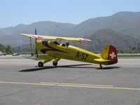 N131J @ SZP - 1962 Bucker Jungmann C.A.S.A. 1.131, Hirth HM.504A 105 Hp inverted 4 cylinder air-cooled engine, taxi to Rwy 22 - by Doug Robertson