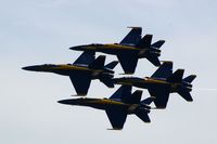 161967 @ DVN - Blue Angels at the Quad Cities Air Show, and I'm shooting into the sun.  Leading 163106, 163130 and 161959 - by Glenn E. Chatfield