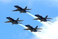 161959 @ DVN - Blue Angels at the Quad Cities Air Show, and I'm shooting into the sun. trailing behind 161967, 163106, 163130 - by Glenn E. Chatfield