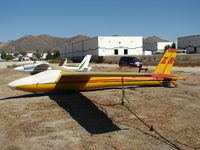 N7626 @ CA89 - Orange + red 1969 Schweizer SGS 1-34/ZR w/sun screen @ Skylark Airport (sod strip), Lake Elsinore, CA - by Steve Nation