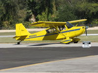 N8339V @ AJO - Colorful 1966 Champion 7ECA taxiing (unfortunately this aircraft crashed with two souls lost nr. Lake Elsinore, CA on June 17, 2009) @ photographer-friendly Corona Municipal, CA - by Steve Nation