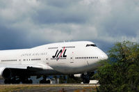 JA8917 @ HNL - Japan Airlines Flight 77 heads out for take off on the reef runway at Honolulu. - by AirplaneJunky