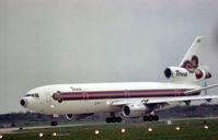 HS-TGC @ LHR - DC-10-30 leased by Thai Airways International from KLM Royal Dutch Airlines as seen at London Heathrow in the Summer of 1976. - by Peter Nicholson
