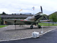 R6690 @ X4EV - Spitfire replica at the Museum commemorates 609 (West Riding) Squadron, Royal Auxiliary Air Force, and represents Spitfire Mk Ia 'R6690' flown in the Battle of Britain by the Commanding Officer, Sqn Ldr H S 'George' Darley. - by Chris Hall