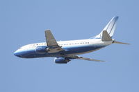 N375UA @ KLAX - United Airlines Boeing 737-322, N375UA departing KLAX 25R. - by Mark Kalfas